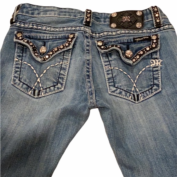 Miss Me Low Rise Skinny Bootcut Rhinestone Jeans - Picture 9 of 16